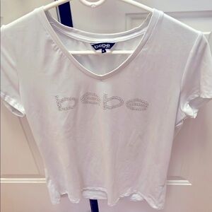 Bebe White V-Neck Women's Top
